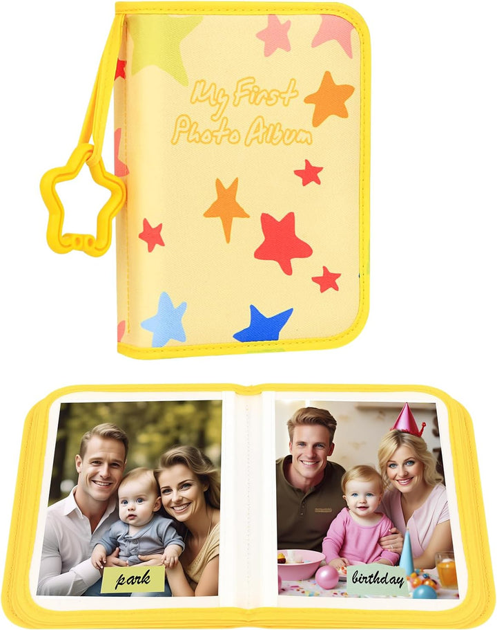 Baby'S My First Photo Album for Baby Holds 21 4X6 Photos, Baby Photo Album Soft Cloth Family Book, My First Family Album for 4X6 Baby Shower Kids Toddlers Family Pictures, Toddler Photo Album (Blue)