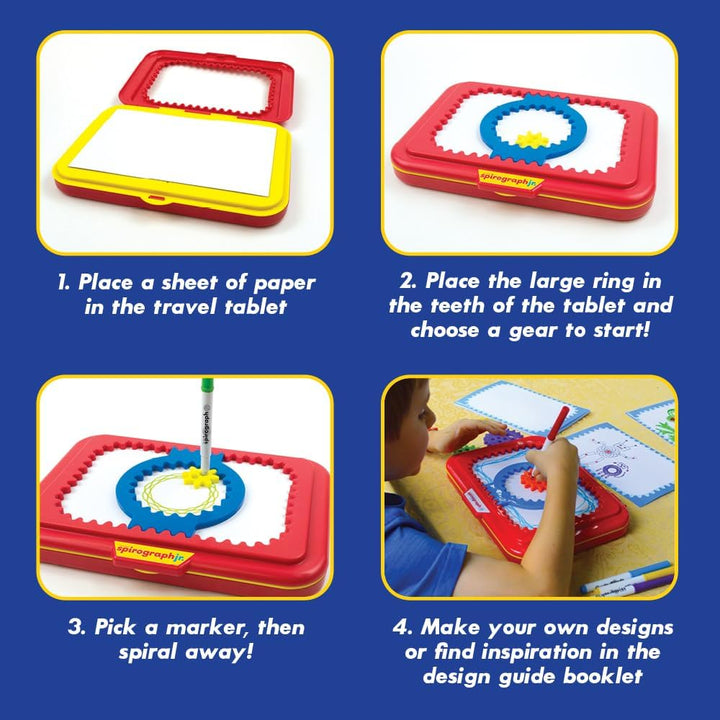 Jr. — Jumbo Sized Gears Classic Retro Toy for Spiral Drawing Art Design Toy Kit for Smaller Hands — for Kids Ages 3 and Up