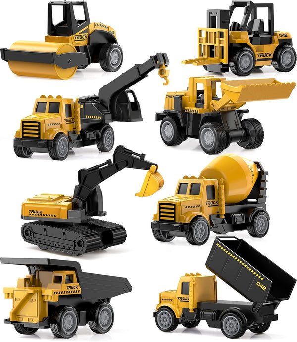 Alloy Small Construction Cars Vehicles, Die Cast Mini Construction Truck Toys, Heavy Duty Bulldozers Excavator Cement Dump Toys Outdoor Easter Gifts for Kids Toddler