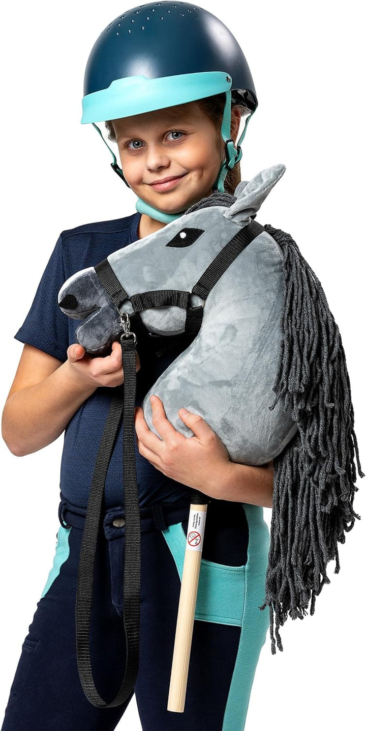 Hobby Horse - Realistic Grey Horse Head for Hobby Horsing Competitions, Large Size with Baton