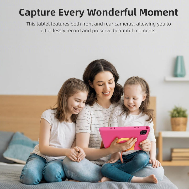 Kids Tablet, 10.1 Inch IPS HD Touchscreen Android 14 64 GB Storage, 8GB (4+4 Virtual) RAM, Octa Core Tablet for Kid with Kid-Proof Case, Parental Controls, 12-Hr Battery, Wifi, GPS – Pink