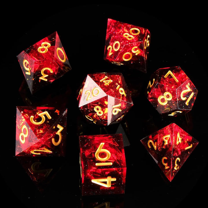 Sharp Edge DND Dice Set Handmade 7 Accessories Dice for Dungeons and Dragons TTRPG Games, Multi-Sided RPG Polyhedral Resin Sharp Edge Dice Roleplaying Games