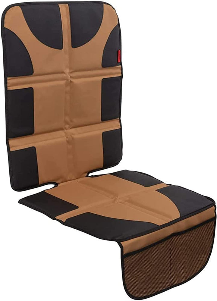 Car Seat Protector for Baby Car Seat - Thick Padding - Seat Protector under Baby Car Seat with 2 Mesh Storage Pockets - Black Waterproof Baby Car Seat Protector - Non-Slip Padded Backing