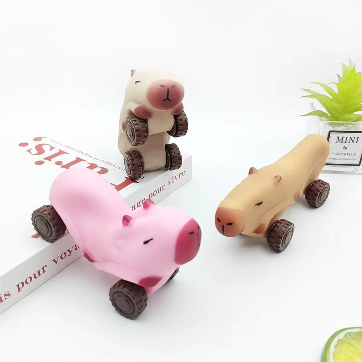 Creative Decompression Scooter Capybara Lala Fancy Special Wheeled Sand-Loading Four-Wheeled Vehicle Deformation Capybara Toy (2Pk)