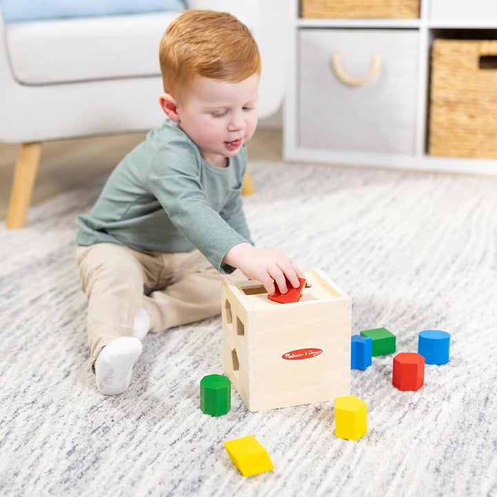 Shape Sorting Cube - Classic Wooden Toy with 12 Shapes