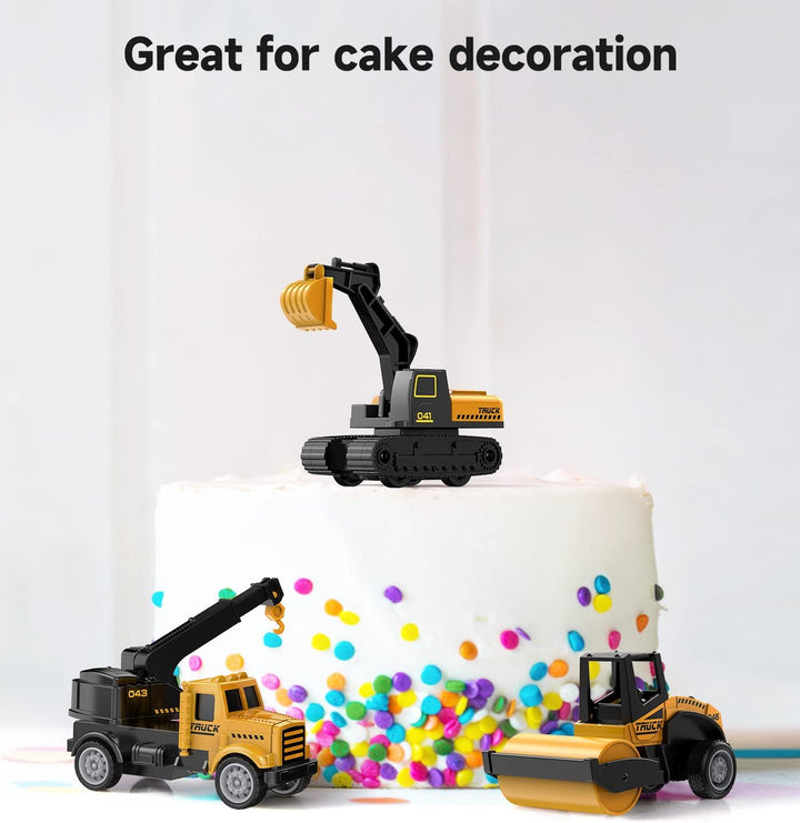 Alloy Small Construction Cars Vehicles, Die Cast Mini Construction Truck Toys, Heavy Duty Bulldozers Excavator Cement Dump Toys Outdoor Easter Gifts for Kids Toddler