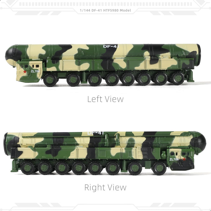 1/144 DF-41 Missile Launcher Car Model Toy Alloy Die-Cast Metal Army Military Fighting Vehicle Model Toy Military Enthusiasts Collection or Gift (627205)