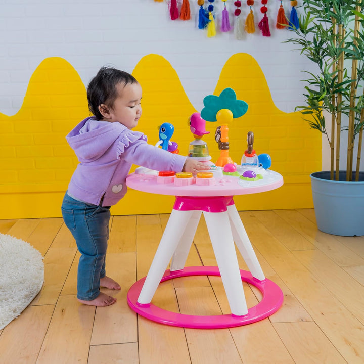 around We Go 2-In-1 Baby Walker, Discovery Activity Center and Table, Tropic Coral, Ages 6 Months+