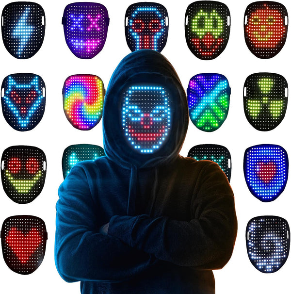 LED Mask Light up Mask with Gesture Sensing, Cool Face Transforming Mask, Perfect Gifts for Halloween Christmas Birthday Cosplay Party