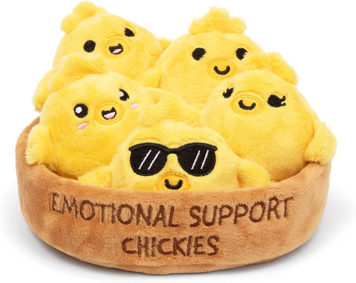 Emotional Support Chicken Nuggets by Relatable, Cuddly Stuffed Animals and Toys, Squishy Toys and Plushies, Great Gift Ideas for Loved Ones of All Ages, Includes 5 Plushies with Carrying Basket