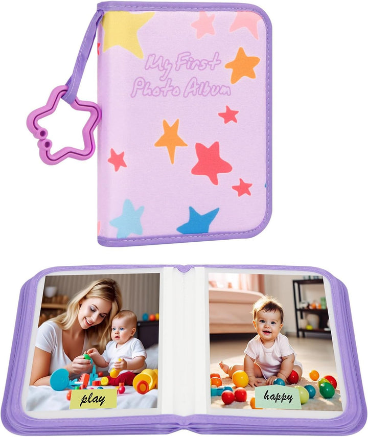 Baby'S My First Photo Album for Baby Holds 21 4X6 Photos, Baby Photo Album Soft Cloth Family Book, My First Family Album for 4X6 Baby Shower Kids Toddlers Family Pictures, Toddler Photo Album (Blue)