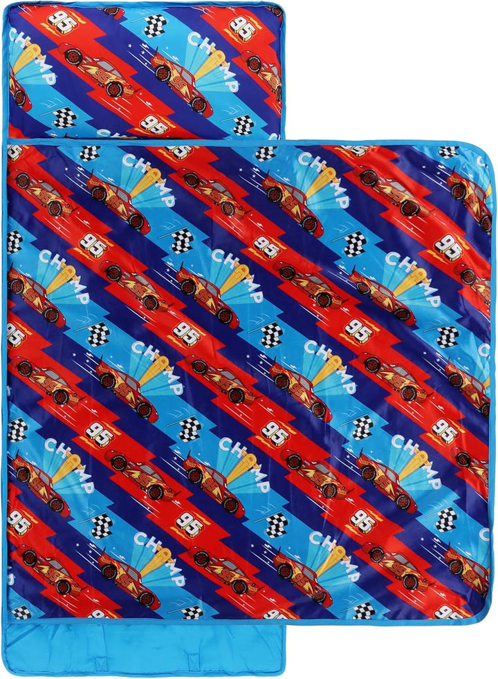 Toddler Nap Mat with Built-In Pillow and Blanket - Soft 46 X 20-Inch Microfiber Kids Sleeping Bag for School or Sleepover, Pink - Bluey & Bingo