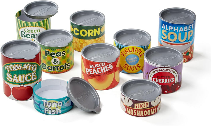 Let'S Play House! Grocery Cans Play Food Kitchen Accessory - 10 Stackable Cans with Removable Lids