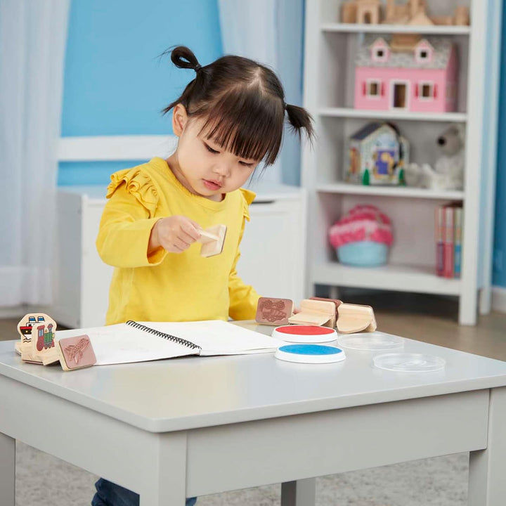 My First Wooden Stamp Set - Vehicles Kids Art Projects, Stamps with Washable Ink, Vehicle Toys for Kids Ages 4+