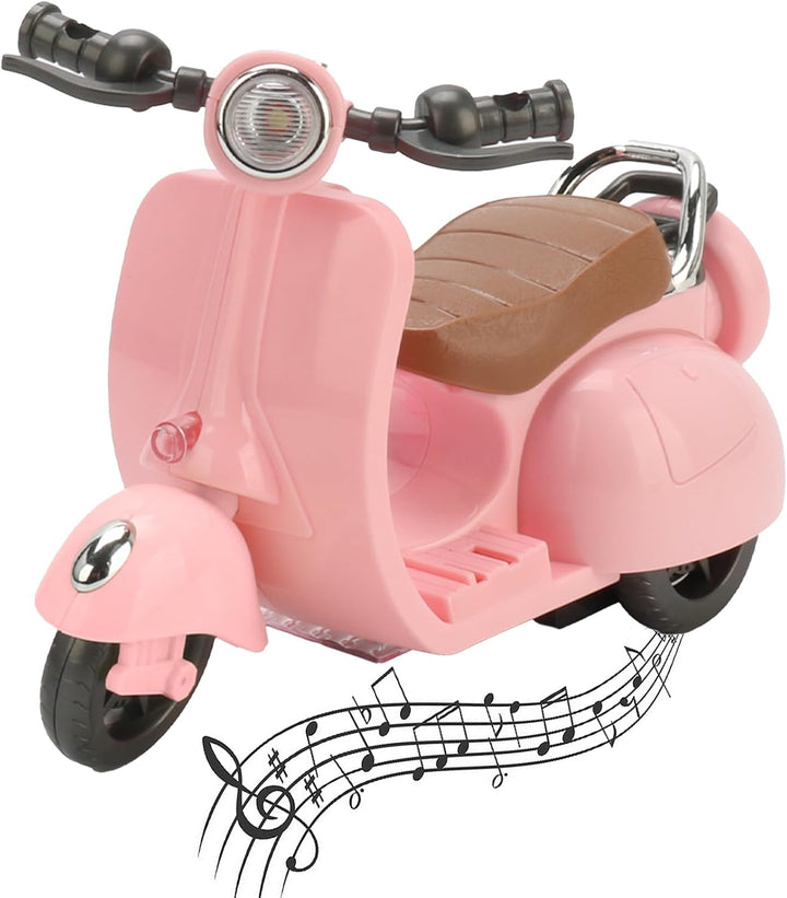 Scooter for Labubu, Scooter Toy with Light and Music, Have a Seat for Labubu Accessories, Mini Electric Doll Scooter Interactive Decor Desktop Ornaments (White)