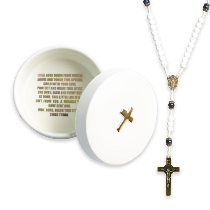 Catholic Baptism Gifts for Boys, Baby Baptism Gifts for Girl, Kids Rosary Beads Catholic, Baby Baptism Gifts Boy, Catholic Rosary for Women, Christening Gifts for Girls (White)