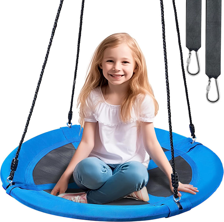 40" Saucer Tree Swing for Kids - 900Lb Weight Capacity, 900D Waterproof Oxford Fabric Platform Swing Seat with Adjustable Ropes for Kids Playground Outdoor Activity Backyard Fun (Rainbow)