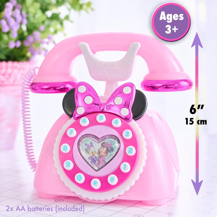 Disney Junior Minnie Mouse Ring Me Rotary Style Phone with Lights and Sounds, Pink, Kids Toys for Ages 3 up by