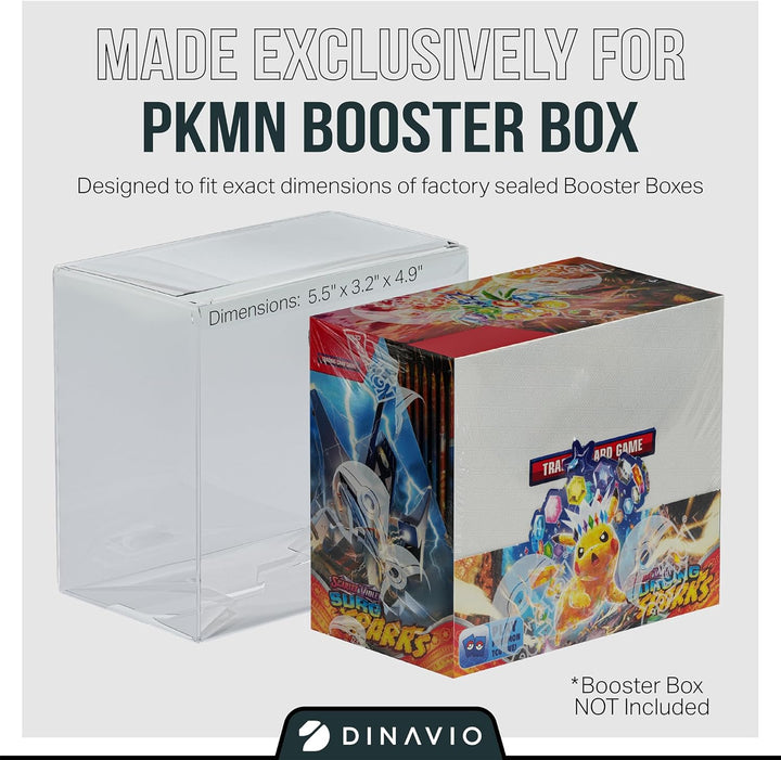 Plastic PKMN Booster Box Protector 5 Pack - Booster Box Case Display Protectors - Compatible with English Modern PKMN Booster Boxes - 0.5Mm Thick (Pack of 5)