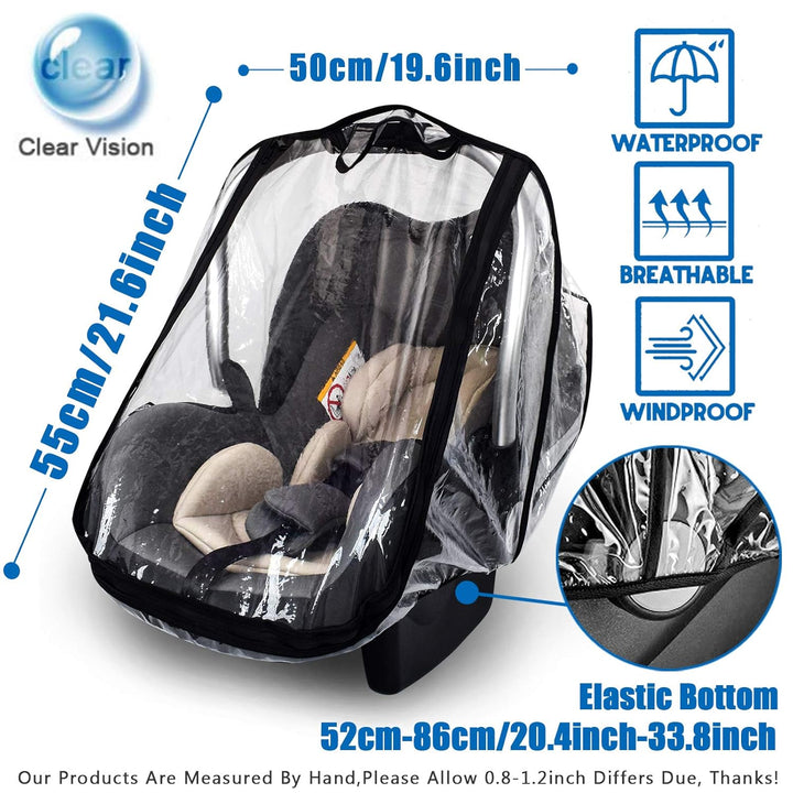 Car Seat Rain Cover,Food Grade Eva,Universal Car Seat Rain,Waterproof, Windproof Protection,Protect from Dust Snow,Rain Cover Features Quick-Access Zipper Door and Side Ventilation