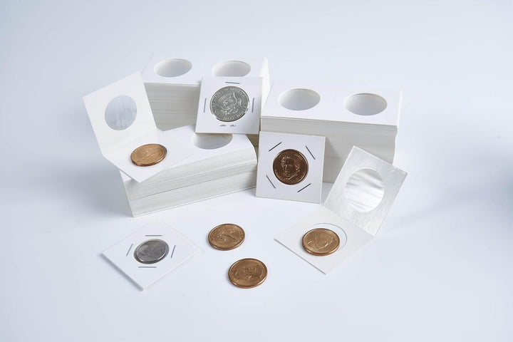 600PCS Coin Flips in 6 Sizes Cardboard Coin Holders for Colletors 2X2 Inch Coin Cardboard Coin Flips for Coin Collection (Coin Flips 6-600Pcs)