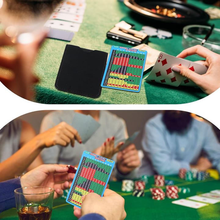 Metal Blackjack Basic Strategy Card with PU Protective Sleeve Stainless Steel Blackjack Basic Strategy for Casino Blackjack Table Set
