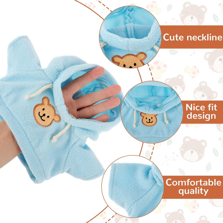 3 Pcs Build a Bear Clothes, Stuffed Animal Clothes Bear Hoodie Sweater Cute Tiny Clothes Fit Most 12-16 Inch Bears Make Your Own Plush Bears Outfits Accessories (Red, Blue, Brown)