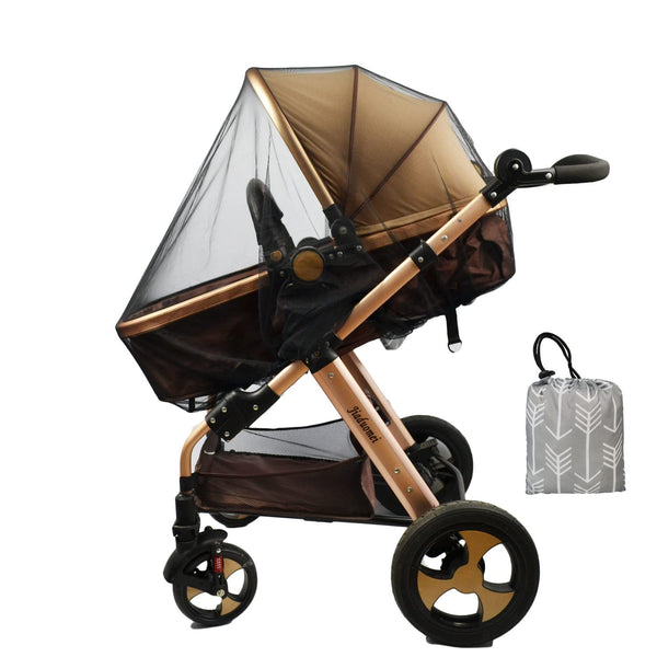 Stroller Netting Mosquito for Baby, Sewn in Pouch, Toddler Mosquito Net for Stroller with Storage Bag, Infant Car Seat Mesh Net, Black