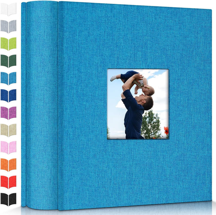 Photo Album 4X6 with 300 Pockets,Slip-In Picture Albums,Linen Cover Memory Book with Front Window,White Page Vertical Photo Book for Wedding,Family,Anniversare,Baby,Vacation