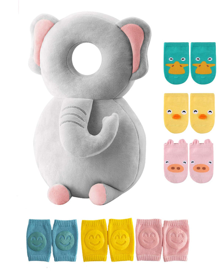 Toddler Baby Head Protector Backpack for Toddler Walker with Knee Pads&Anti-Slip Socks, Angel