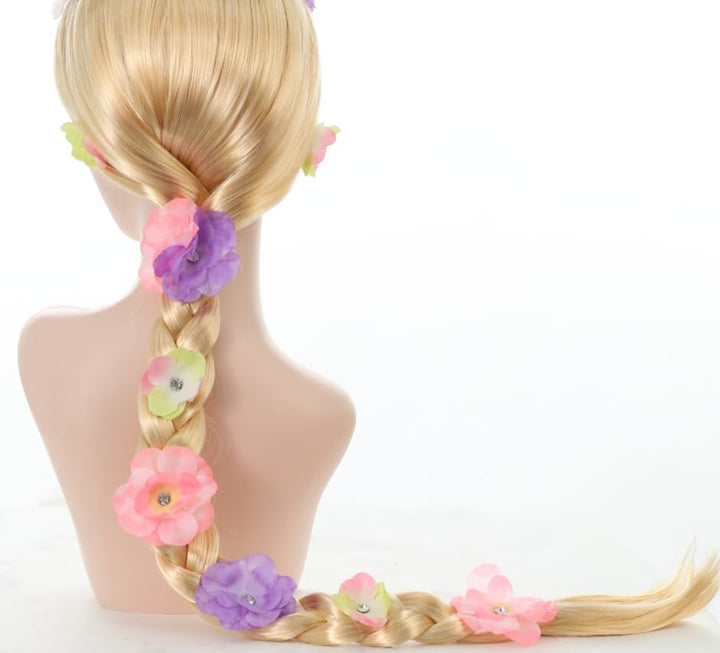Girls Princess Wig,Rapunzel Plaits Blonde Wig for Girls Halloween Party,Role Playing