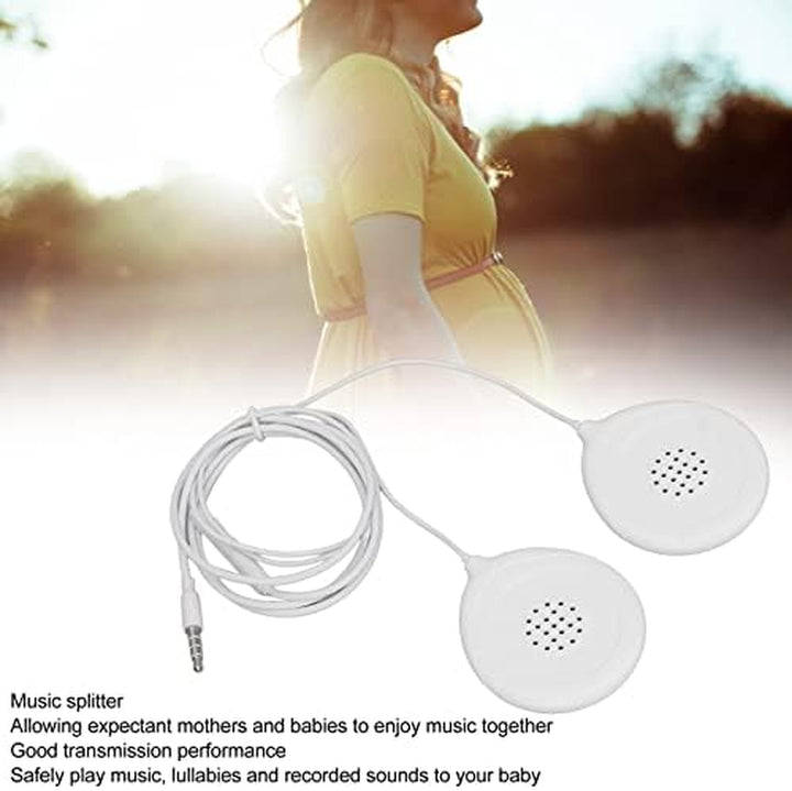 Baby Bump Headphones, Prenatal Belly Speakers for Women during Pregnancy, 12 Sticker Pregnancy Headphone for Women Mother, White