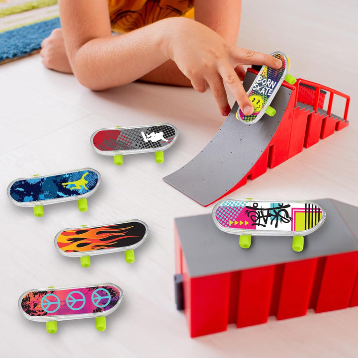 Mini Finger Skateboards for Kids (Bulk Pack of 144) Durable Finger Boards in Assorted Designs, 2 Inch Fingerboard Skateboard Party Favors, Goody Bag Fillers