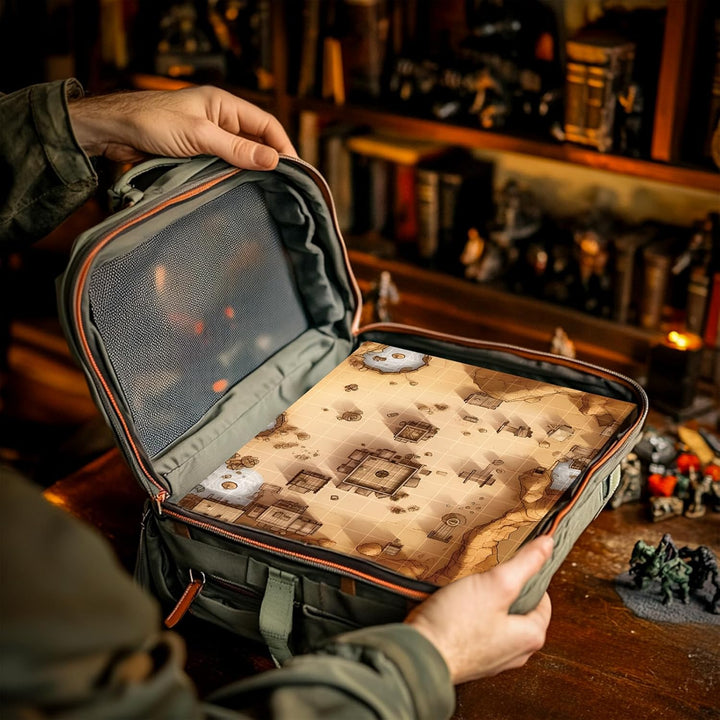 Foldable Battle Mat with DM Screen, Game Tokens, Dice Set, Markers - 2-Sided Wet & Dry Erase Terrain, Ultimate DND Starter Set, Accessories, Gift for Dungeon Master & Player