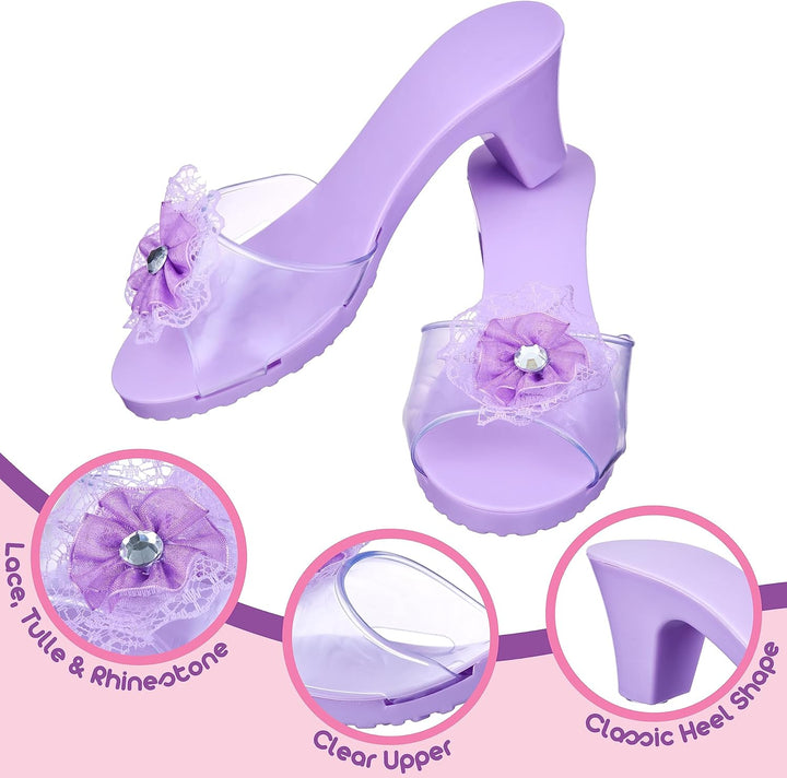 3-Pack Princess Shoe Set - Dress up Royalty Kids Heels Slip on Shoes - Pastel Colored Princess Dress up Shoes, Pretend Play High Heels for Kids - Fits Toddler Size 7-10