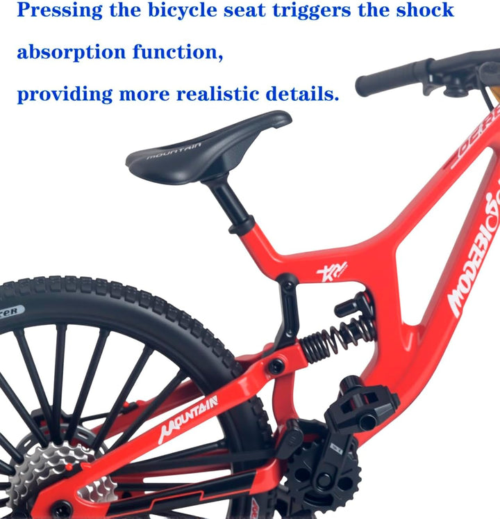 1:8 Scale Mountain Bike Toy DS Die-Cast Mini Finger Bicycle Model Desktop Decoration DH Alloy Bike Action Figurine Toy for Cake Topper Crafts (Red)