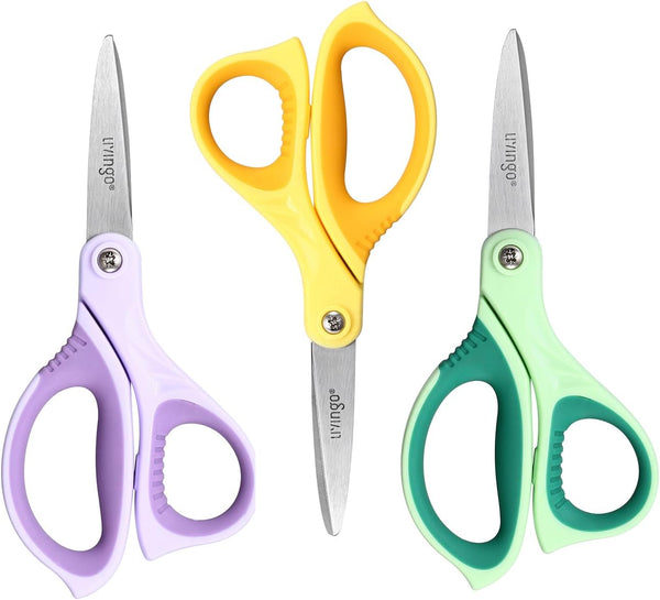 6” Kids Scissors for School - Pointed Tip Student Scissors for Children Comfortable Grip Craft Cutting Paper, Ages 8-11