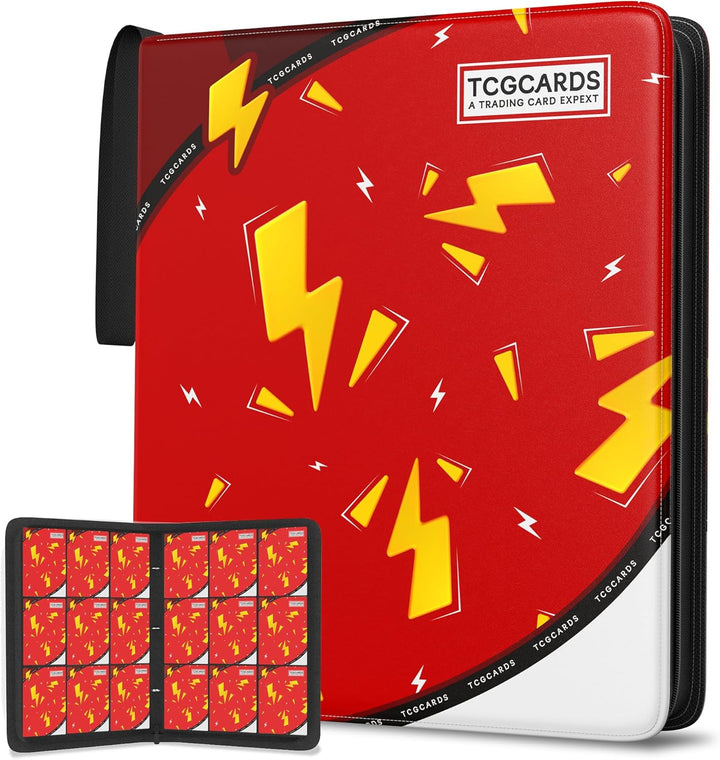 Trading Card Binder 9 Pocket，Card Binder 900 Pockets Card Book Holder Cards with 50 Removable Sleeves，3-Ring Zip Design Mtg/Tcg/Sport Collectible Trading Card Albums Gifts for Boys and Girls (Black)