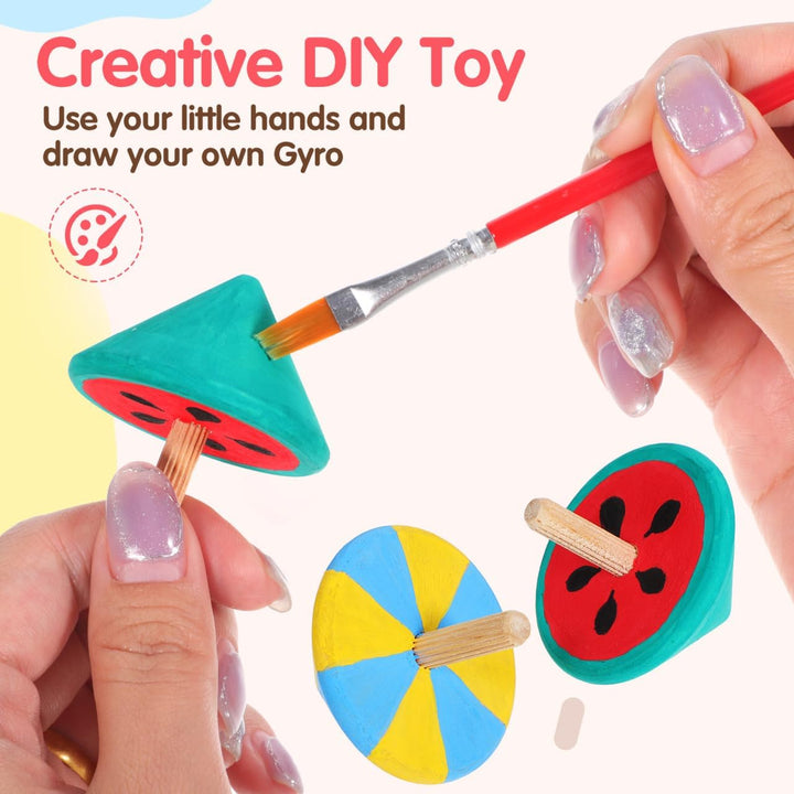 Wooden Spinning Top Unfinished Wood Tops Craft Gyroscopes for DIY Kids Children Toy Party Favor New Year 12Pcs