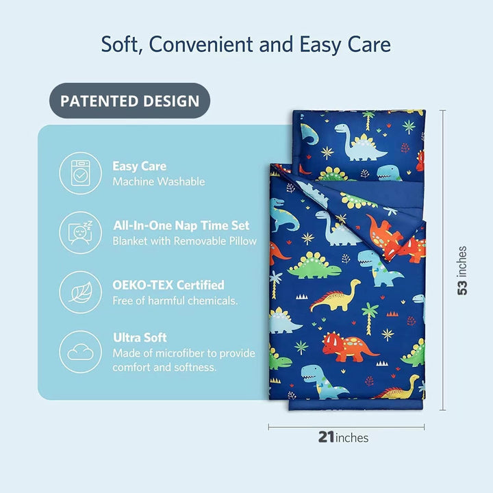 Extra Large Toddler Nap Mat by , Toddler Sleeping Bag with Removable Pillow, Measures 53 X 21 X 1.5 Inches, Sleeping Mat, Ideal for Daycare and Preschool Kindergarten