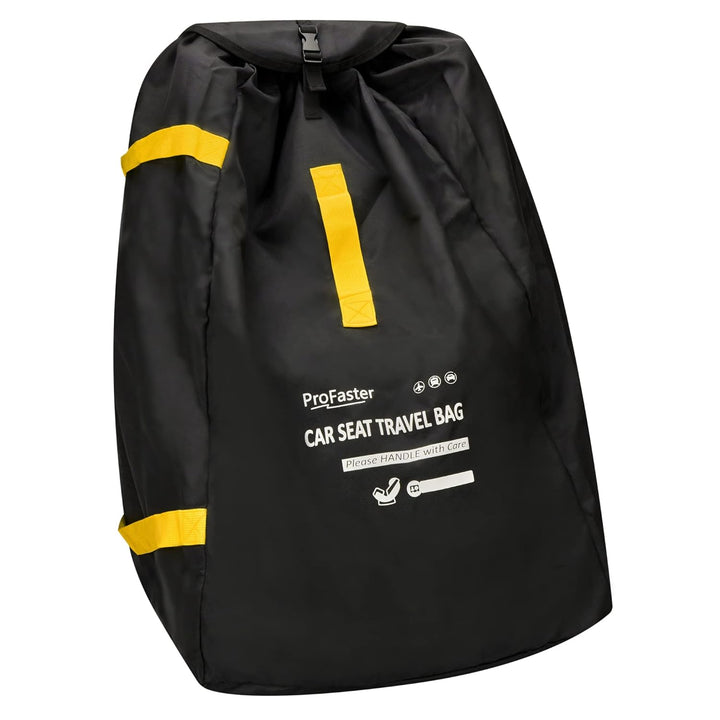 Car Seat Travel Bag Backpack for Air Travel - Karfast Universal Infant Carseat Gate Check Bag Cover for Airplane, Foldable with Pouch, Black