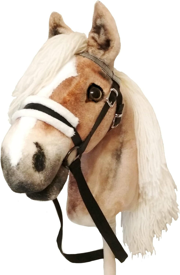 Hobby Horse Realistic with Bridle - A3 Haflinger Horse on Stick