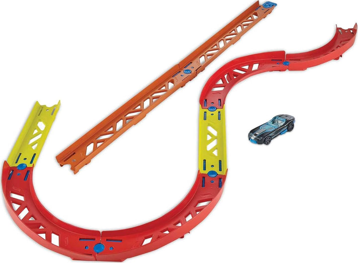 Toy Car Track Set, Track Builder Unlimited Playset Premium Curve Pack, 16 Component Parts & 1:64 Scale Vehicle
