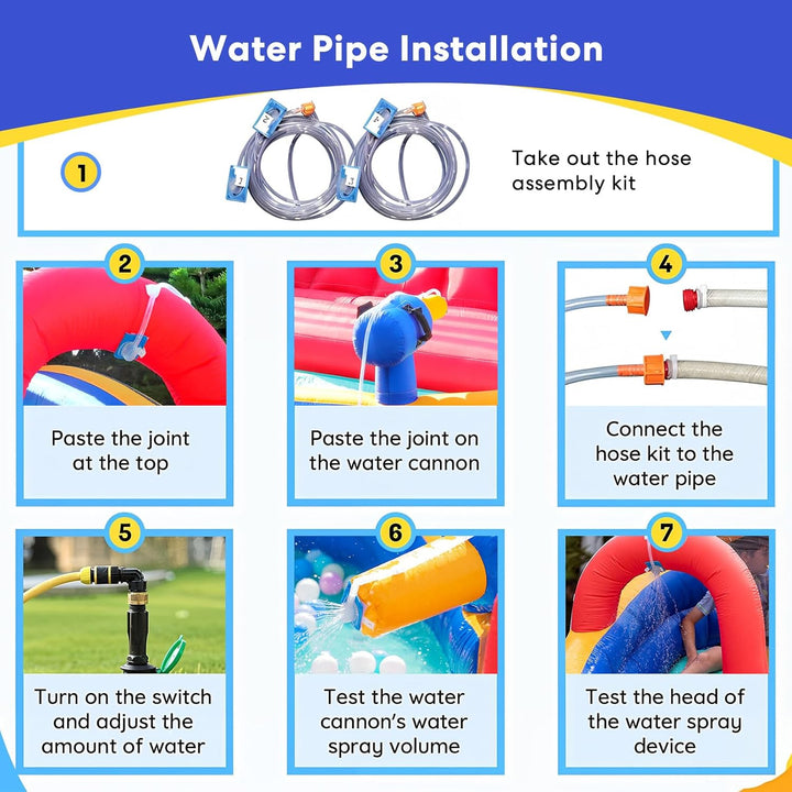 Inflatable Water Double Slides Park, Bounce House with Splash Pool, Large Blow up Water Slide for Kids with Climbing Wall, Durable Design Backyard Play Park, Quick Setup (Dry/Wet Use)