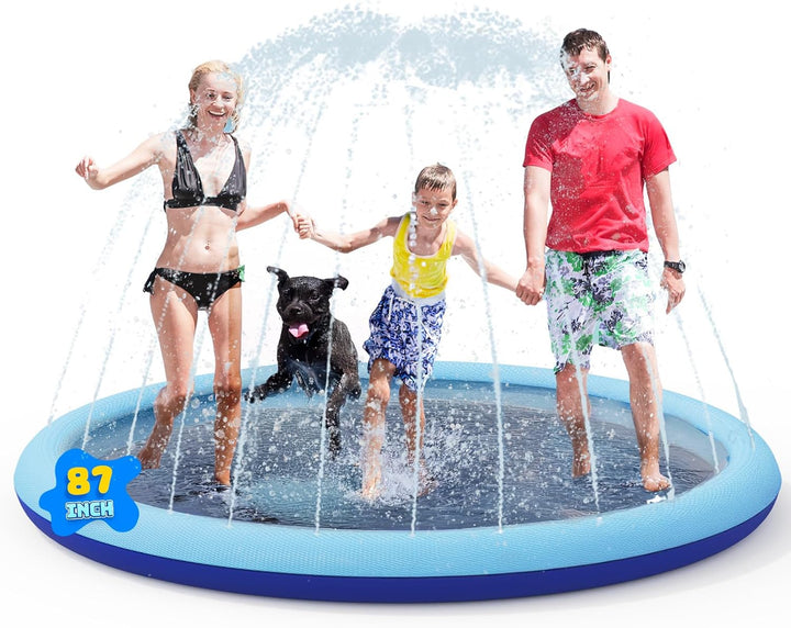 Splash Pad for Kids and Dogs, Non-Slip Sprinkler Pad Thicken Pool Summer Outdoor Water Toys, Backyard Fountain Play Mat for Baby Toddlers Boys Girls Pet(67Inch)