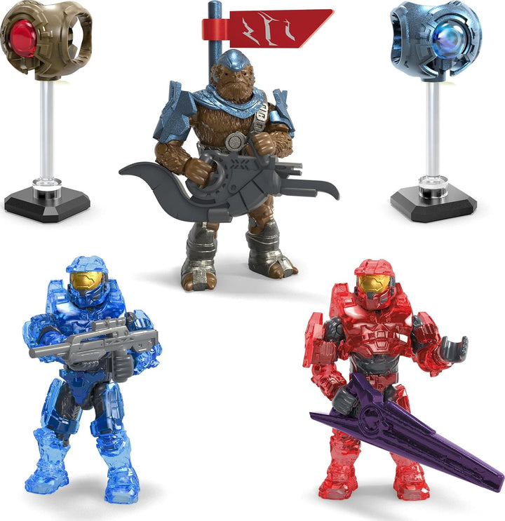 MEGA HALO Action Figures Building Toys Set, Character Pack with 339 Pieces, Poseable Articulation, 2 Inches Tall, Kids or Adult Collectible