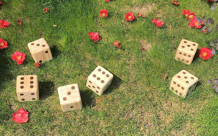 Giant Wooden Yard Dice, Outdoor Games Set of 6 with Two Games