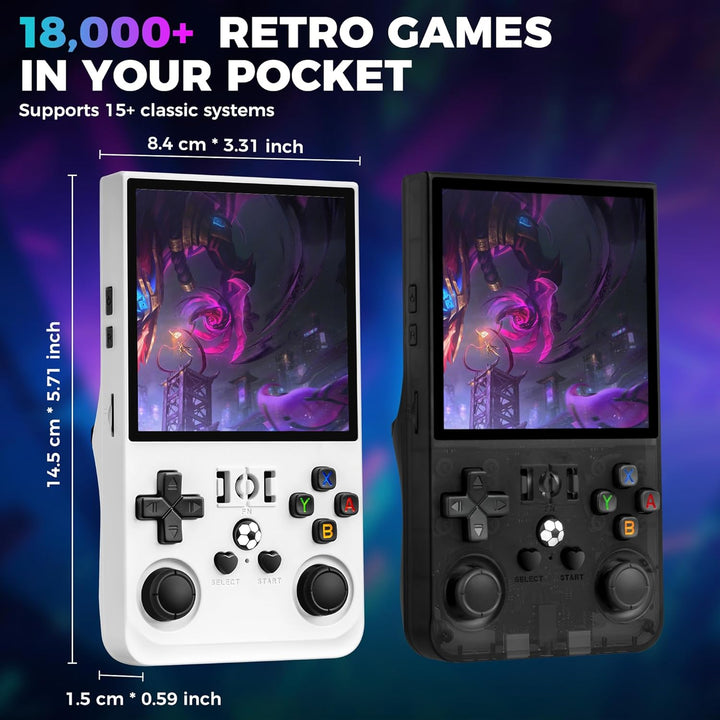 R36MAX Retro Game Console, Handheld Game Console with 4.0-In IPS HD Screen，Video Game Consoles with 64GB Memory and 18,000+ Retro Games, Portable Games Consoles with Storage Bag（Black）