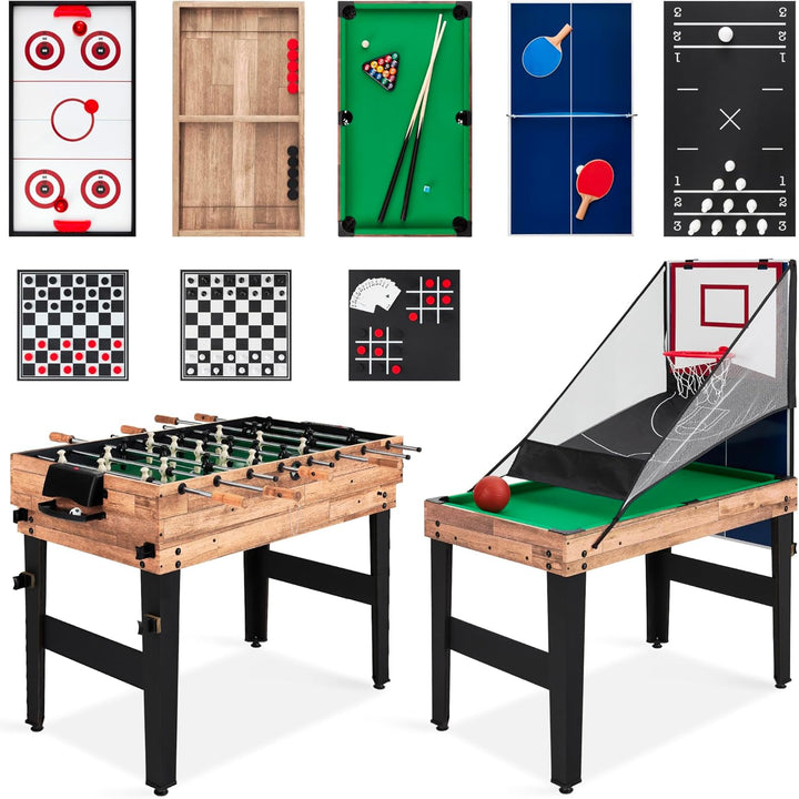 13-In-1 Combo Game Table Set for Home, Game Room, Friends & Family W/Ping Pong, Foosball, Basketball, Air Hockey, Archery, Chess, Checkers, Shuffleboard, Bowling