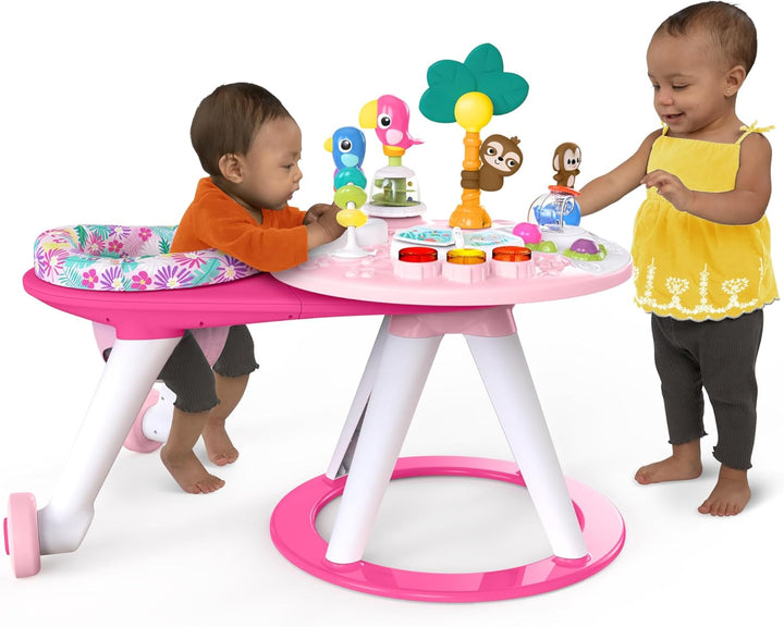 around We Go 2-In-1 Baby Walker, Discovery Activity Center and Table, Tropic Coral, Ages 6 Months+